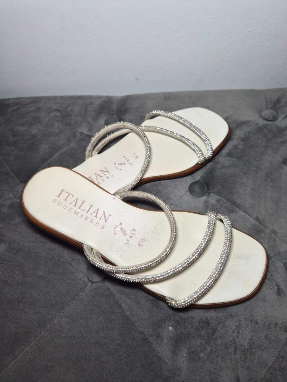 Bling Italian Sandals White made in italy